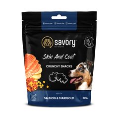 Savory Dog Skin And Coat Crunchy Snack с лососем и бархатцами для собак