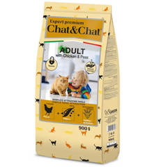 Gheda сухий корм для котів Chat&Chat Expert - Adult with chicken & peas, 900g