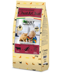 Gheda сухий корм для котів Chat&Chat Expert - Adult with beef & peas, 2 кг