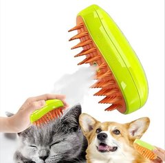 Парова щітка масажер  для вичісування собак і котів з паровим розпилювачем- зелена 11 см х 5 см