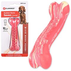 Flamingo Rubber Saveo Curved Bone Beef ФЛАМІНГО САВЕО ВИГНЕНА КІСТКА іграшка для собак, гума, смак яловичини