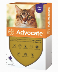 Каплі на холку Bayer Advocate для кошек от 4 до 8 кг (1 піпетка)
