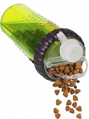 DEXAS Пляшка подвійна для корму та води зелена 480мм
