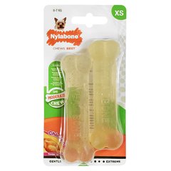 Nylabone Flexi Chew Twin Pack  жувальна іграшка кістка для собак до 7 кг з помірним стилем гризіння, смак курки